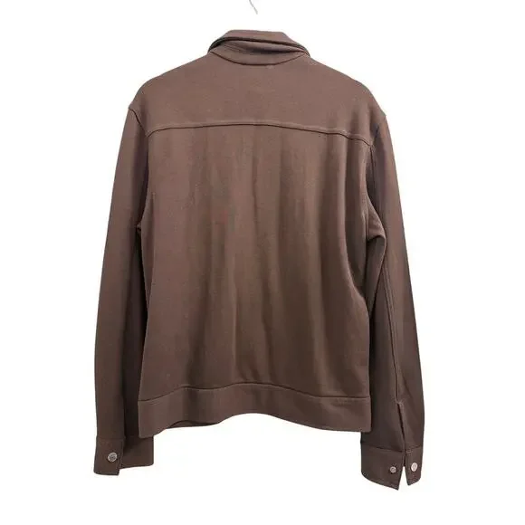 H&M Full Zip Shaket Shirt Jacket Brown‎ Jersey size Small - Picture 3 of 6